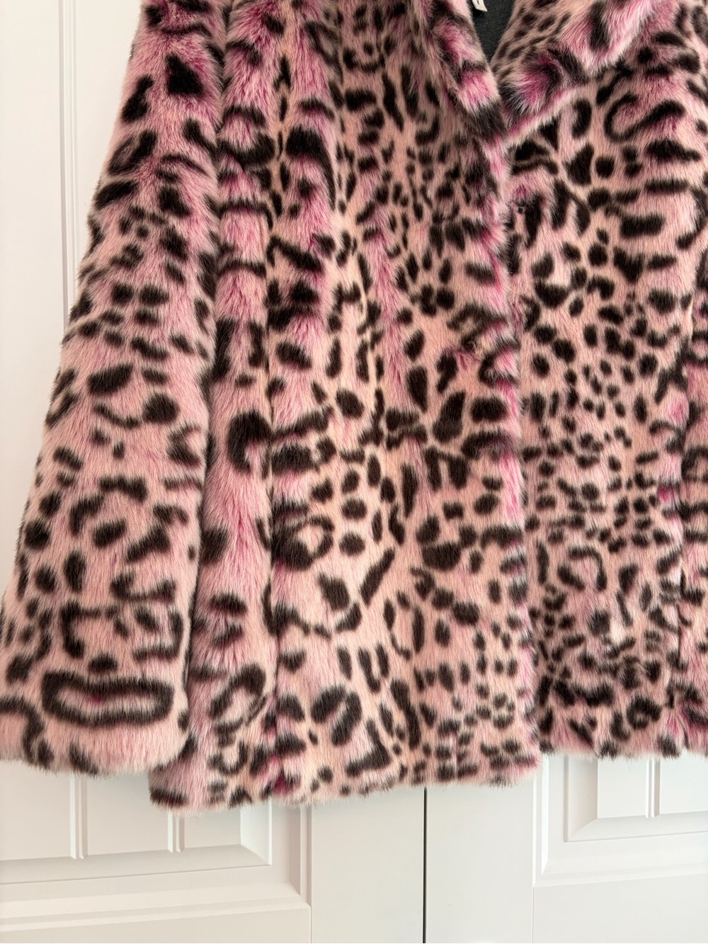 Avec Les Filles Pink Leopard Faux Fur Teddy Coat Anthro Women's Size Med - Picture 4 of 12